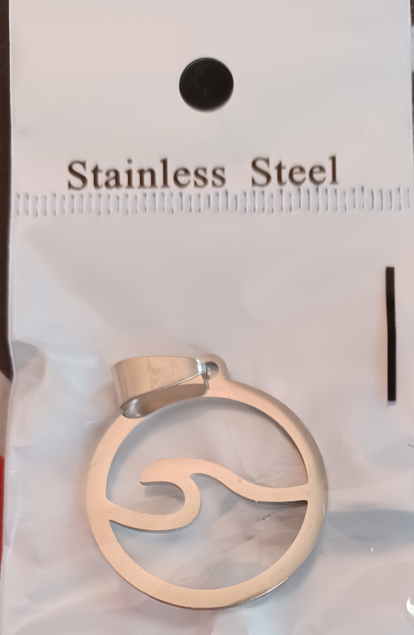 25mm Stainless Steel Pendant - Wave (each)