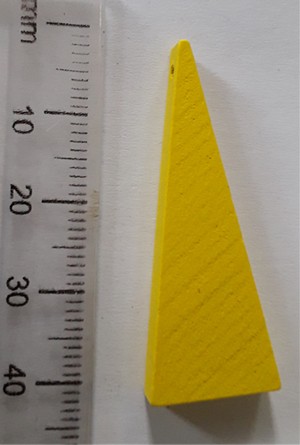 40mm x 15mm Triangular Wooden Pendant - Yellow (each)