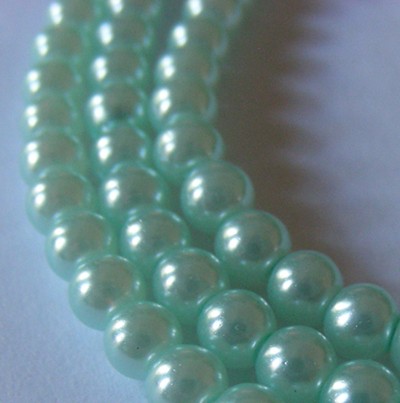 10mm Aquamarine Glass Pearls (+/- 90 pieces)