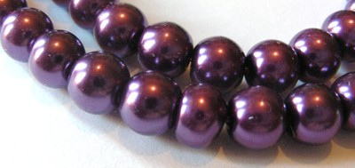 6mm Purple Glass Pearls (+/- 104 pieces)