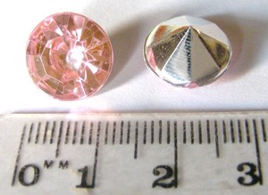 14mm Acrylic Rhinestones Round - Pink (pkt of 10)