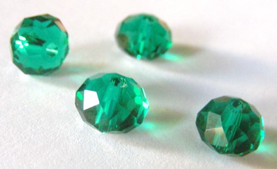 10mm x 8mm  Crystal Facetted Rondelles - Emerald (+/- 35 pieces)