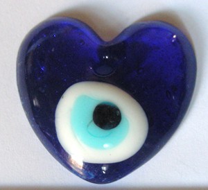 Glass Heart Pendant with Protective Eye.