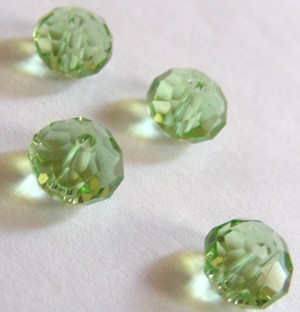 8mm x 6mm Crystal Facetted Rondelles - Light Green(+/- 35 pieces