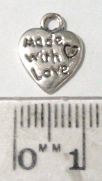 10mm Nickel Hearts - Made with Love (pkt of 10)