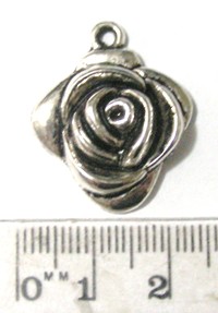 25mm x 22mm Nickel Rose Pendant/Charm (each)