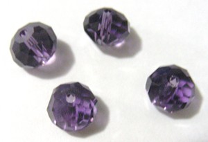 8mm x 6mm Crystal Facetted Rondelles - Amethyst (+/- 35 pieces)