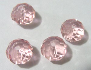 8mm x 6mm Crystal Facetted Rondelles - Rose (+/- 35 pieces)