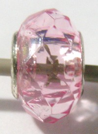 Acrylic Facetted Pandora Bead - Pink (each)