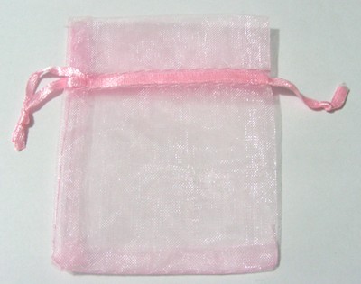 90mm x 70mm Organza Gift Bag Plain - Pink (each)
