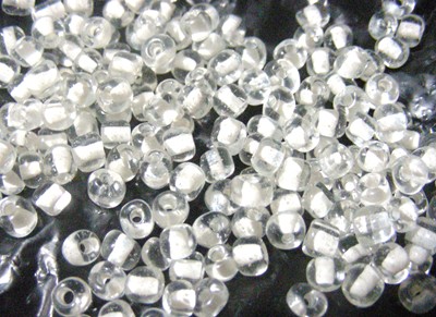 4mm Seed Beads - Clear with White Inner (+/- 50g pkt)