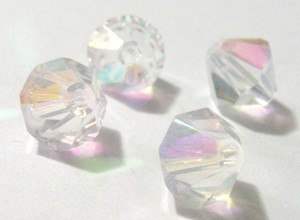 8mm Crystal Bicones - AB Clear (pkt of 20)