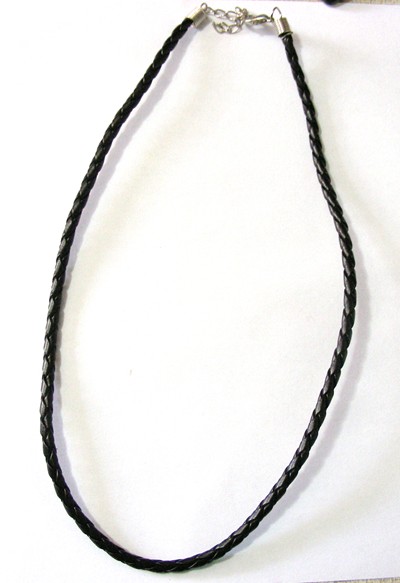 6mm Plaited Leather Necklace Complete- Black (each)