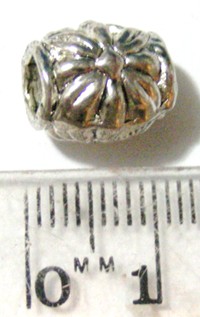 10mm Silvertone Barrel Spacer with Floral Design (each)