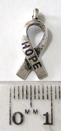 10mm Nickel Charm - Hope Ribbon (Pkt of 5)