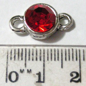 20mm Diamante Pendant Connector - Red(each)
