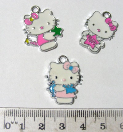 25mm Enamelled Hello Kitty Pendant/Charm - Assorted (each)