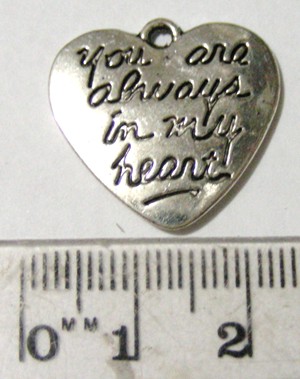 22mm Nickel Charm - You are always in my Heart (each)