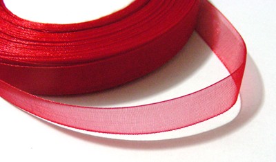 14mm Organza Ribbon - Red (per metre)