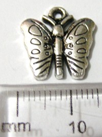 15mm Nickel Charm - Butterfly (pkt of 10)