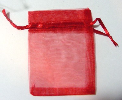90mm x 70mm Organza Gift Bag Plain - Red (each)
