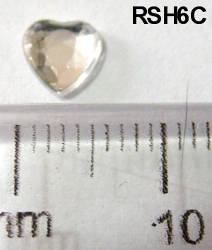 6mm Heart Acrylic Rhinestones - Clear (each)