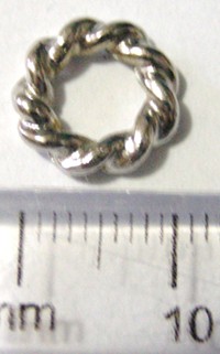 10mm Nickel Connector Ring - Rope Pattern (each)