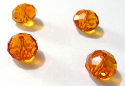 10mm x 8mm Crystal Facetted Rondelles - Orange (+/- 30 pieces)