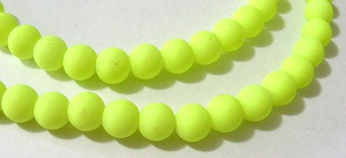 10mm Matt Day-Glo Glass Beads - Yellow (+/- 40 pieces)