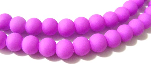 6mm Matt Day-Glo Glass Beads - Purple (+/- 60 pieces)