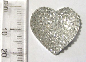 20mm Acrylic Sparkle Flatback Heart Rhinestones - Clear (each)