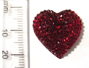 20mm Acrylic Sparkle Flatback Heart Rhinestones - Red (each)