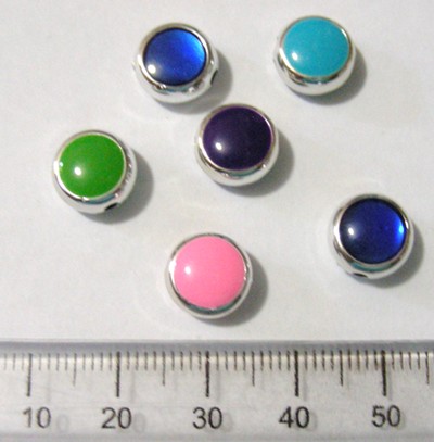 8mm Metallised Spacer with Coloured Enamel - Round (each)