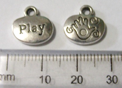 10mm Nickel Inspirational Charm - Play (each)