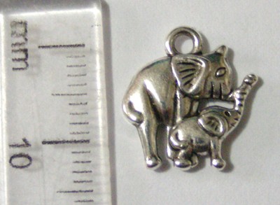 12mm Nickel Charm - Elephant with Baby (each)