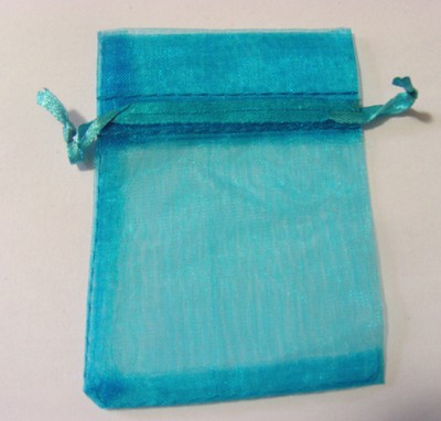 90mm x 70mm Organza Gift Bag Plain - Turquoise (each)
