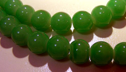 10mm Milky Glass Beads - Dark Green(+/- 40 pieces)