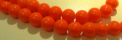 8mm Opaque Glass Beads - Day Glo Orange(+/- 50 pieces)
