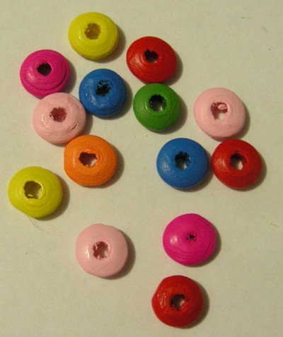 8mm Wooden Donut Beads - Assorted Colours (+/- 50 pieces)