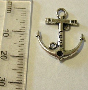 20mm Nickel Anchor/Love Charm (each)