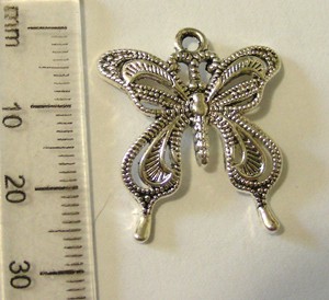 25mm Nickel Butterfly Pendant (each)