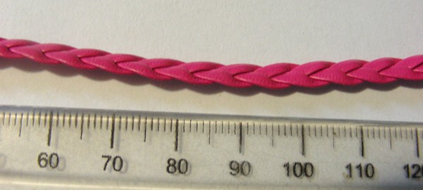Flat Plaited Leather - Cerise Pink (per metre)
