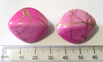 28mm Lucite Nugget - Pink/White/Gold (each)