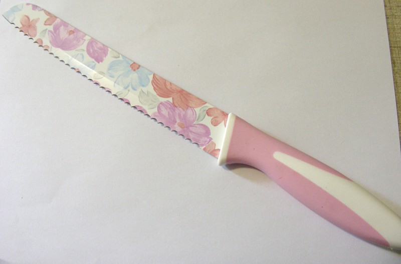 Non-Stick Floral Serrated Bread Knife - 20cm Blade (each)
