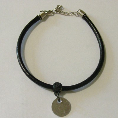 Handcrafted Leather Bracelet with Disc (each)