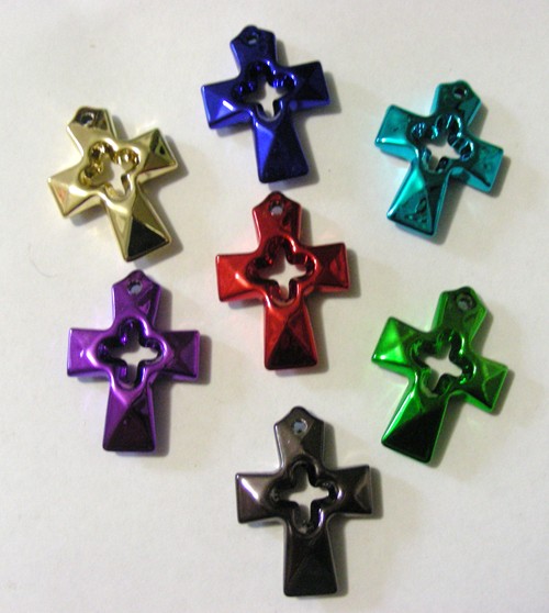 35mm x 25mm Metallised Metallic Cross - Assorted Colours (each)