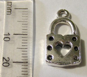 20mm Nickel Charm - Lock/Heart (each)