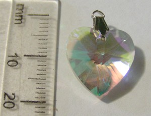 15mm Crystal Heart with Bail- AB Clear (each)