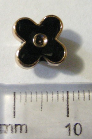 10mm Metallised Gold Charm/Spacer - Black Flower (each)