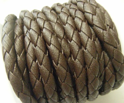 6mm Round Plaited Leather - Brown(per metre)